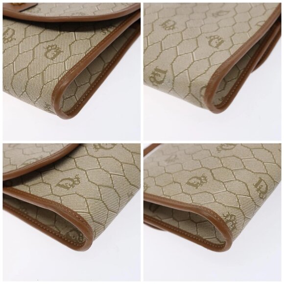 Christian Dior Honeycomb Canvas Shoulder Bag PVC Beige Gold Auth sw1104 - Picture 16 of 16